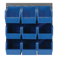 Quantum 18" x 19" Gray Steel Louvered Panel with (9) 10 7/8" x 5 1/2" x 5" Blue Bins QLP-1819-230-9BL