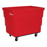 Royal Basket Trucks R11-RDX-RCC-4HNN 14 Cu. Ft. Red Recycle Cart with 2 Rigid / 2 Swivel Casters