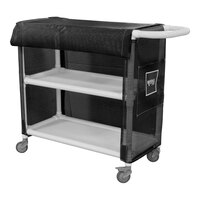 Royal Basket Trucks 42" Black PVC Linen Cart with 2 Shelves R42-KKX-L2A-4ULN