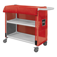 Royal Basket Trucks 42" Red PVC Linen Cart with 2 Shelves R42-RRX-L2A-4ULN