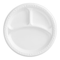 Ecopax 9" 3-Compartment White / Ivory Mineral-Filled Polypropylene Plate - 400/Case