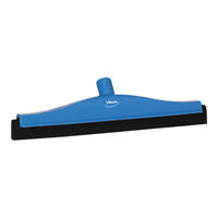 Vikan 77523 15 3/4" Blue Double Blade Rubber Floor Squeegee with Plastic Frame and Replacement Cassette