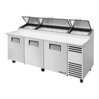 True TPP-AT-93-HC 93 1/2" 3 Door Refrigerated Pizza Prep Table