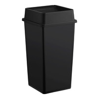 Lavex 50 Gallon Black Square Trash Can with Drop Shot Lid