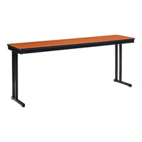 National Public Seating Max Seating 24" x 84" Wild Cherry Plywood Folding Table with T-Mold Edge and Cantilever Legs