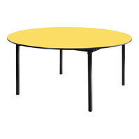 National Public Seating Max Seating 72" Round Marigold Plywood Folding Table with T-Mold Edge