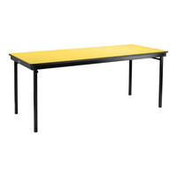 National Public Seating Max Seating 24" x 96" Marigold Plywood Folding Table with T-Mold Edge
