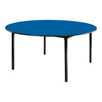 National Public Seating Max Seating 72" Round Persian Blue Plywood Folding Table with T-Mold Edge