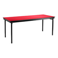 National Public Seating Max Seating 24" x 60" Hollyberry Plywood Folding Table with T-Mold Edge