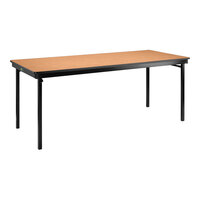 National Public Seating Max Seating 36" x 60" Bannister Oak Plywood Folding Table with T-Mold Edge