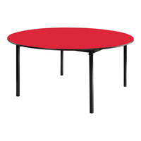 National Public Seating Max Seating 72" Round Hollyberry Plywood Folding Table with T-Mold Edge