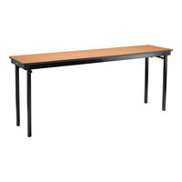 National Public Seating Max Seating 18" x 72" Bannister Oak Plywood Folding Table with T-Mold Edge