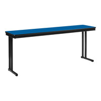 National Public Seating Max Seating 18" x 84" Persian Blue Plywood Folding Table with T-Mold Edge and Cantilever Legs