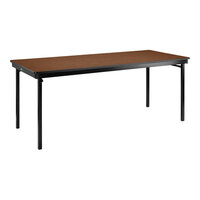 National Public Seating Max Seating 36" x 48" Montana Walnut Plywood Folding Table with T-Mold Edge