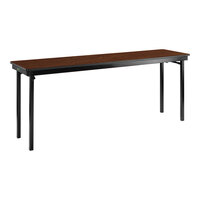 National Public Seating Max Seating 18" x 72" Montana Walnut Plywood Folding Table with T-Mold Edge