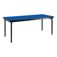 National Public Seating Max Seating 30" x 96" Persian Blue Plywood Folding Table with T-Mold Edge