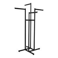 Econoco 42 1/2" x 42 1/2" x 72" Matte Black Metal 4-Way Garment Rack with 4 Straight Arms