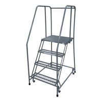 Cotterman Series 1000 24" x 20" Gray Powder-Coated Steel Rolling Ladder with Perforated Tread - 450 lb. Capacity