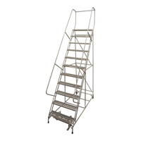 Cotterman Series 1000 24" x 20" x 110" 11-Step Gray Powder-Coated Steel Rolling Ladder with UnaGrip Serrated Tread 1011R2A3E2 - 450 lb. Capacity
