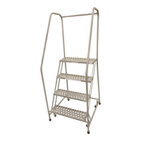 Cotterman Series 1000 24" x 10" Gray Powder-Coated Steel Rolling Ladder with Perforated Tread - 450 lb. Capacity