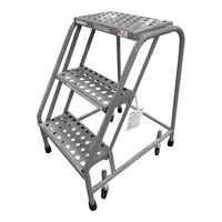 Cotterman Series 1000 16" x 10" x 30" 3-Step Gray Powder-Coated Steel Rolling Ladder with Perforated Tread D0460089-11-002 - 450 lb. Capacity