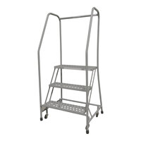 Cotterman Series 1000 16" x 10" Gray Powder-Coated Steel Rolling Ladder with Perforated Tread - 450 lb. Capacity