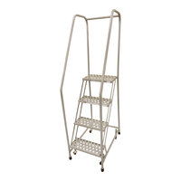 Cotterman Series 1000 16" x 10" Gray Powder-Coated Steel Rolling Ladder with Perforated Tread - 450 lb. Capacity