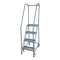 Cotterman Series 1000 16" x 10" Gray Powder-Coated Steel Rolling Ladder with UnaGrip Serrated Tread - 450 lb. Capacity