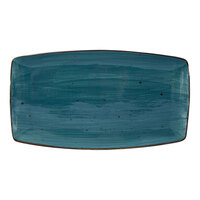 Tuxton TuxTrendz Artisan Geode 14" x 8" Azure Rectangular China Plate - 12/Case