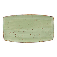 Tuxton TuxTrendz Artisan Geode 14" x 8" Olive Rectangular China Plate - 12/Case