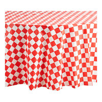 Table Mate 84" Red Checkered Round Plastic Table Cover - 24/Case