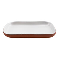 cheforward by GET Graupera Stone Heart 5 7/8" x 3 3/8" White Terracotta Tray - 12/Case