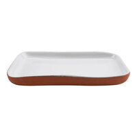 cheforward by GET Graupera Stone Heart 7 7/8" x 4 3/4" White Terracotta Tray - 12/Case