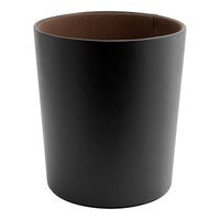 room360 London RWA030BRL21 6.75 Qt. Brown Faux Leather Tapered Cylinder Wastebasket - 4/Case