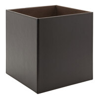 room360 London RWA001BRL20 12.75 Qt. Brown Faux Leather Cube Wastebasket - 2/Case