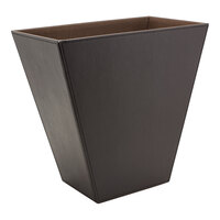 room360 London RWA018BRL21 12 Qt. Brown Faux Leather Slender Flare Wastebasket - 4/Pack