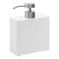 room360 New York RSP019WHT12 11 oz. Snow Soap Dispenser with Low-Profile Brushed Stainless Pump Top - 6/Case