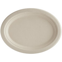 World Centric 10" No PFAS Added Oval Compostable Fiber Plate - 500/Case