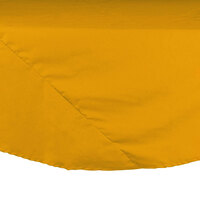 Intedge 64" Round Gold Seamed 65/35 Poly/Cotton Blend Hemmed Cloth Table Cover