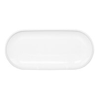 Front of the House Bevel 11" x 5" White Oval Porcelain Plate - 12/Case