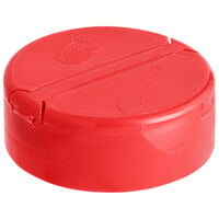 53/485 Red Dual-Flapper Induction-Lined Spice Lid with 7 Holes - 850/Case