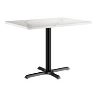 Lancaster Table & Seating 30" x 42" Rectangular Thermo-Formed MDF Standard Height Table with White Marble Finish