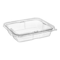 Inline Plastics Safe-T-Fresh 35 oz. Tamper-Resistant, Tamper-Evident Rectangular Hinged Container with Flat Lid - 150/Case