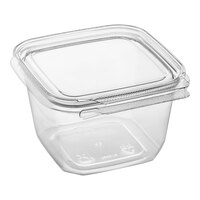 Inline Plastics Safe-T-Fresh 16 oz. Tamper-Resistant, Tamper-Evident Square Hinged Container with Flat Lid - 276/Case