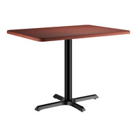 Lancaster Table & Seating 30" x 42" Rectangular Thermo-Formed MDF Standard Height Table with Red Mahogany Finish