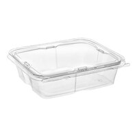 Inline Plastics Safe-T-Fresh 48 oz. Tamper-Resistant, Tamper-Evident Rectangular Hinged Container with Flat Lid - 150/Case