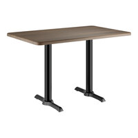 Lancaster Table & Seating 30" x 48" Rectangular Thermo-Formed MDF Standard Height Table with Dark Walnut Finish