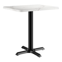 Lancaster Table & Seating 24" x 30" Rectangular Thermo-Formed MDF Standard Height Table with White Marble Finish