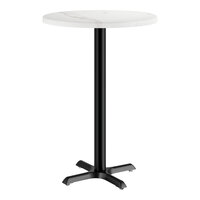 Lancaster Table & Seating 30" Round Thermo-Formed MDF Bar Height Table with White Marble Finish