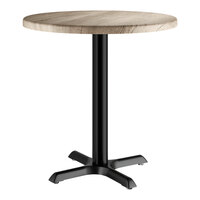 Lancaster Table & Seating 30" Round Thermo-Formed MDF Standard Height Table with Gray Wood Finish